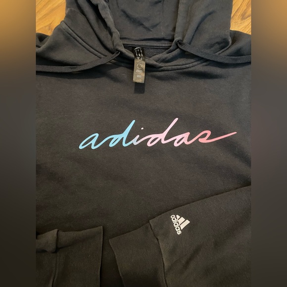 Woman’s Adidas Linear Script Hoodie Size Large - Picture 3 of 7